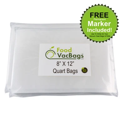 $15.99 • Buy 8  X 12  Quart FoodVacBags™ Vacuum Seal Bags For Food Saver-Buy More Save More