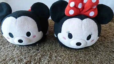 Women's  Disney Mickey And Minnie Mouse Black & Red House Indoor Slippers - Euc • $42