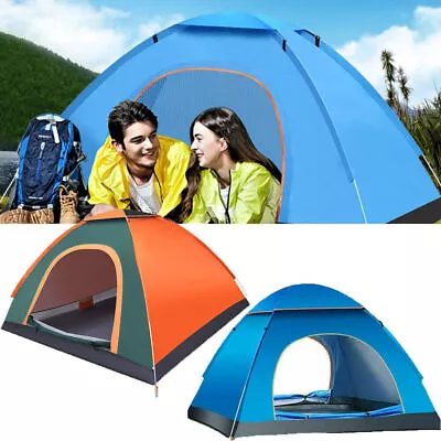 3-4 Man Person Pop Up Tent Family Festival Camping Hiking Tent Outdoor Fishing • $36.99