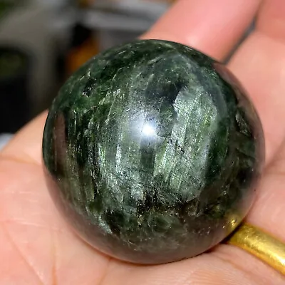 60g Seraphinite Dark Green Clinochlore Crystal Gemstone Mini Sphere Ball Russia • $98
