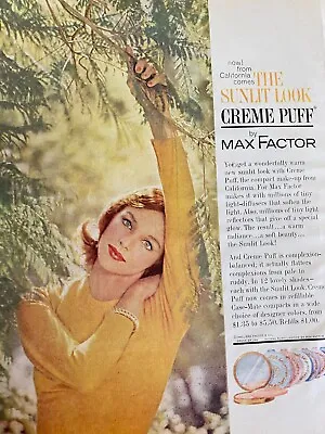 Max Factor Creme Puff Make Up Cosmetics Full Page Vintage Print Ad • $1.99