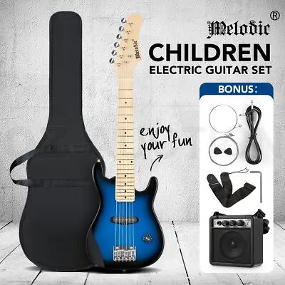 $125.95 • Buy Melodic 30inch Kids Children Electric Guitar 5W Amp W/Backpack Blue Guitar Set