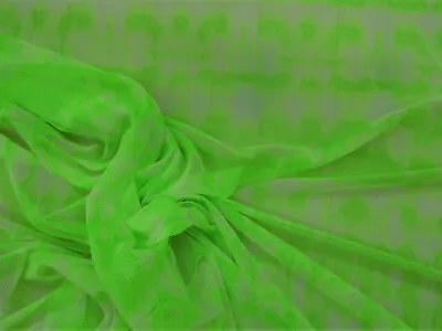 PowerNet Stretch Mesh Nylon Spandex Sheer Printed Neon Green Abstract  Z404 • $8.99