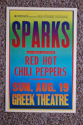 $4.25 • Buy Red Hot Chili Peppers & SPARKS Concert Tour Poster 1984 Greek Theatre----