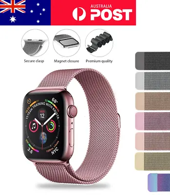 $7.40 • Buy For Apple Watch Series 8 7 SE 6 5 4 3 2 Milanese Magnetic Stainless Steel Band