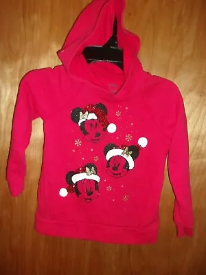 Girls Minnie Mouse Disney Hoody Hoodie Size 5 Sweatshirt Holiday • $10.99