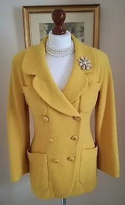 Authentic CHANEL Boutique Vintage Yellow Boucle Jacket Blazer FR36 UK8 Stunning! • £850.50