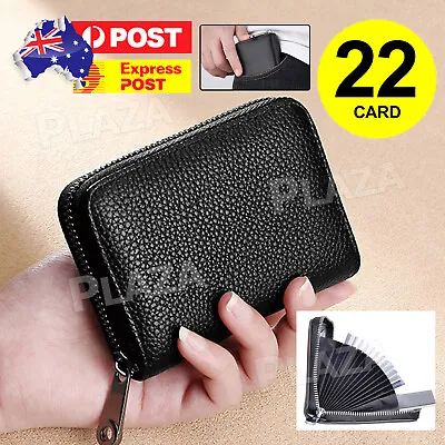 Mini Credit ID 22 Card Holder Zipper Wallet PU Leather Slim Pocket Business Case • $6.45