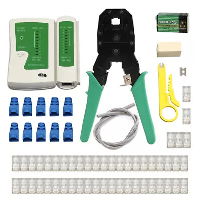 RJ45 Crimper CAT6/5 Lan Network Cable Tool Tester Ethernet LAN Crimping Set P2J5 • $25.59