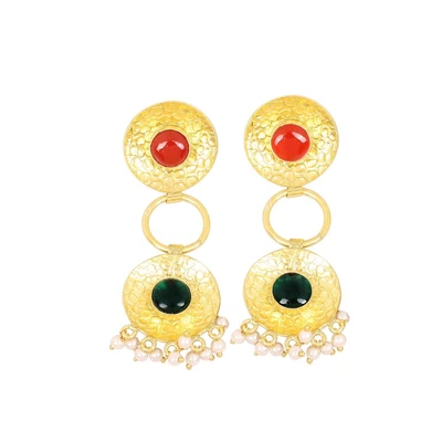$37.63 • Buy Garnet Gemstone Indian Jewelry Unknown Brass Drop/Dangle Earrings For Women