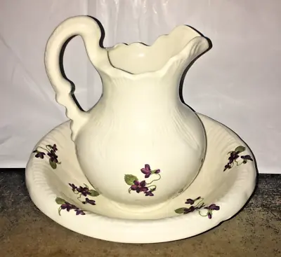 9 Inch Vintage Pitcher And Basin Bowl Set Hand Made Pottery Signed Bernhardt O X • $25