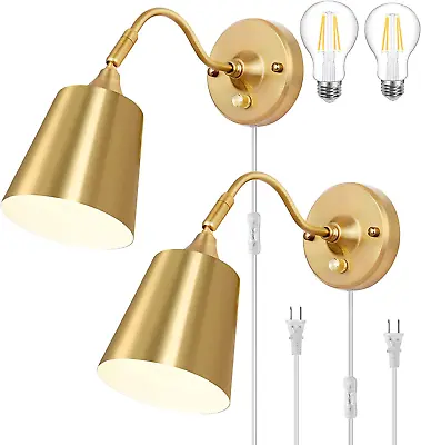 Wall Sconce Plug In Dimmable Wall Sconces Adjustable Gold Wall Lights With Plug • $76.99