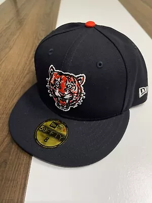 Mens Detroit Tigers New Era Black Deck Fitted Size 8 59FIFTY Snapback Hat Cap • $21.24