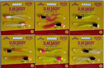 (Lot Of 6) Strike King Mr. Crappie Slab Daddy Live Hair Jig 1/16 Oz Sac-A-Laits! • $29.99