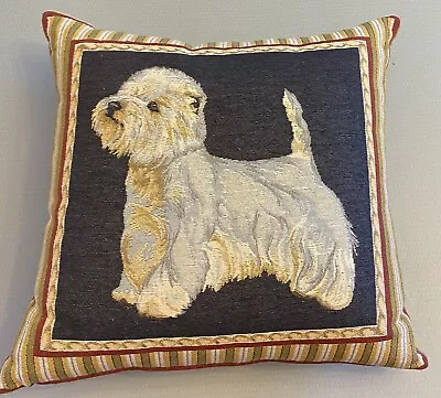 Borgata Tapestry Pillow West Highland White Terrier Westie Dog Velvet Back 18  • $59.95
