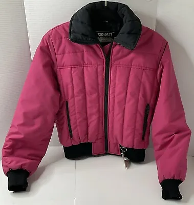 Far West Vintage Ski Jacket Snow Women's Medium Pink Black 80s • $34.99