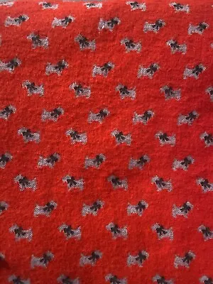 ❤️4+ Yards Vintage SCOTTISH TERRIER Dog Cotton Flannel Red Gray Black ❤️ • $48