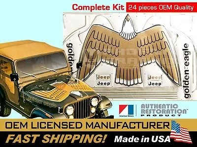 1977 1978 1979 1980 Jeep Golden Eagle CJ5 CJ7 J10 SJ Hood Bird Decal Stripes Kit • $349