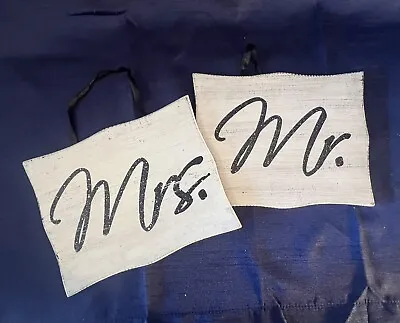 Wooden Mr And Mrs Signs For Chairs Wedding Photo Prop 8 X 10 Each Black & White • $10