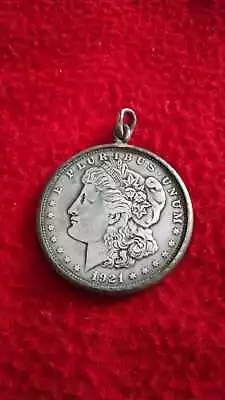 1921 S Morgan Silver Dollar With Sterling Silver Bezel Pendant • $75