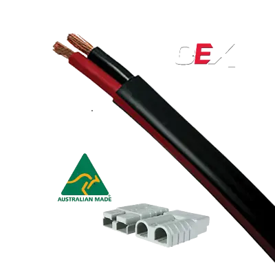Automotive Twin Core Cable Black/Red  8 B&S W/- TWO 50amp Heavy Duty Plugs 5 MT • $64.95