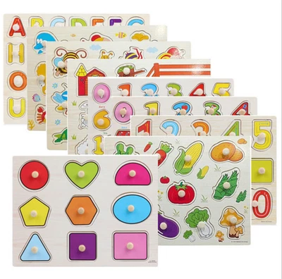 $3.68 • Buy Wooden Puzzle Baby Kids Toddler Jigsaw Alphabet Letters Animal Learning Toy Gift
