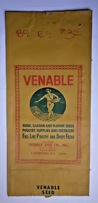 $20 • Buy X LARGE Vintage Paper Sack Bag - VENABLE, VENABLE SEED CO, RICHMOND VA 1992