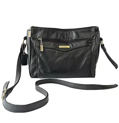 Cabin Creek Black Genuine Leather Crossbody Shoulder Bag Purse • $19.99