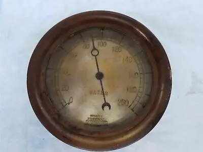 Vintage Brass 200 PSI Water Gauge Large 8  Diameter By Federal Shelf H4 • $139.88
