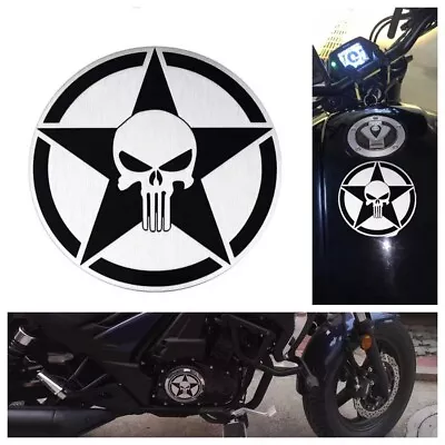 Motorcycle Chrome 3D Metal Derby Cover Gas Fuel Tank Skull Emblem Decal Sticker • $16.06