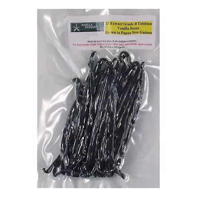 Vanilla Products USA 25 Tahitian Extract Grade B Vanilla Beans Grown In PNG 4~5  • $22.95