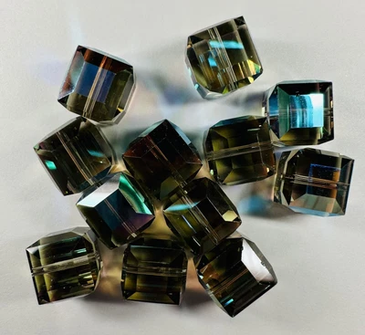 $4.50 • Buy Swarovski 5601 8mm Black Diamond AB Cube #8 Beads