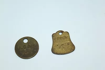 Vintage Commercial Brass Tags Lot Of 2 - A.C.&F Tool & Eaton 289 • $8