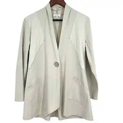 Habitat Womens Size Medium Long Sleeve Jacket Blouse Shirt Top Cream Button Cozy • $38.52