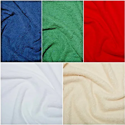 Cotton Or Bamboo Terry Towelling Fabric Plain Solid 10 Colours Material  • £18.50