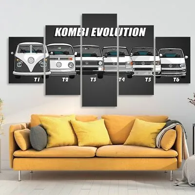 5Pcs Vintage Retro VW Transporter Evolution Canvas Wall Art Kombi Poster Decor • $11.41