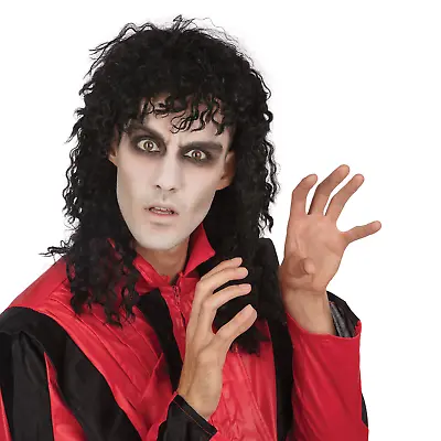 Adults Michael Jackson Wig Halloween Thriller Mens Fancy Dress Costume Accessory • $33.78