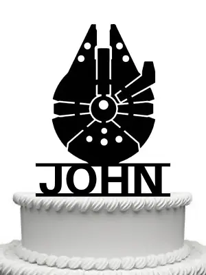 Personalised Star Wars Millennium Falcon Black Gloss Acrylic Cake Topper • £9.99