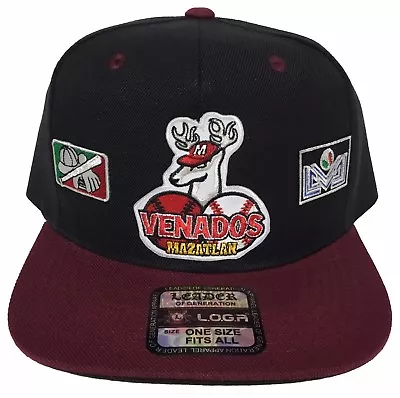 Venados De Mazatlan 3 Logos Baseball Hat Maroon Black  Snapback Logo Federal • $25