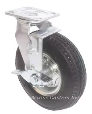 6PPNTSB 6  Swivel Caster Pneumatic Wheel With Brake 200 Lbs Capacity • $38.06