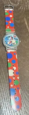 Goofy Disney Watch Red Blue Green White Polka Dot Needs Battery • $14.99