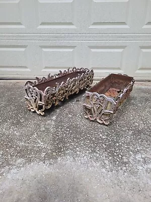 A Lot Of 2 Vintage Cast Aluminum Garden Planter 30 X 9 X 10 Inches • $239.99