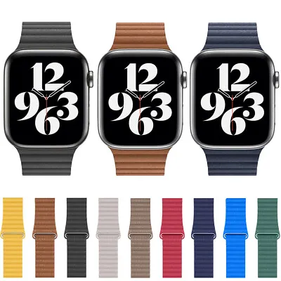 $18.75 • Buy For Apple Watch Series 8 7 6 5 SE Leather Loop Magnetic Band Strap 40/44/41/45mm