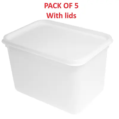 5 X Food Safe 4 Litre Ice Cream Container Tub With Lids/Plastic Food Storage • £7.99