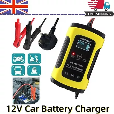 12V Automatic Car Battery Charger Smart Jump Starter Pulse Repair For AGM GEL • £16.19