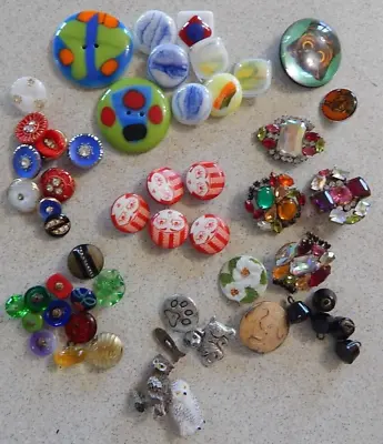 Lot Of  Antique Vintage Buttons Glass Plastic Bling Pewter  #026-G  **No Junk** • $31.99