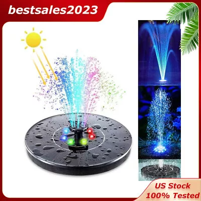 Solar Powered Fountain Water Pump Night Floating Garden Bird Bath Kit W/ 6 LED • $21.99