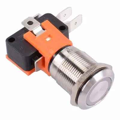 Red LED 19mm Momentary Vandal Resistant Push Button Switch SPDT 21A 12V • £15.99