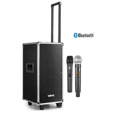 Mobile Speaker And Wireless Microphones Bluetooth CD Portable Vocal PA System • £319
