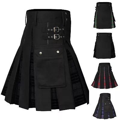 Scottish Cotton Kilt Deluxe Tartan Goth Outdoor Utility Kilts Highland Skirt • $28.99